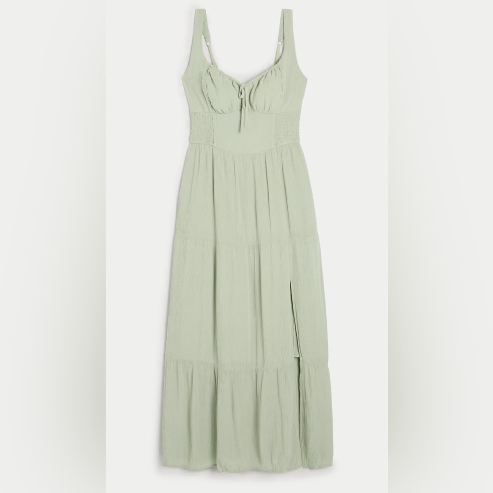 Hollister Sofia Side-Smocked Maxi Dress in Sage Green